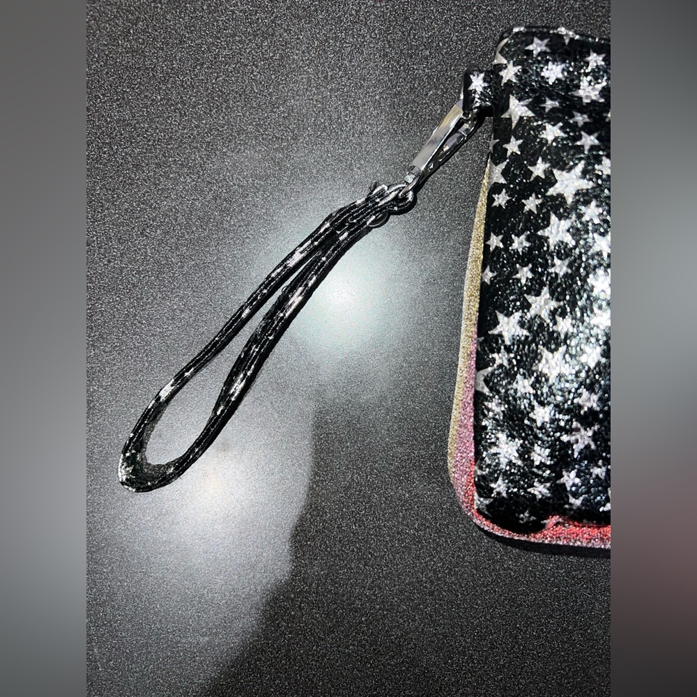 NWOT Bari Lynn wristlet makeup cosmetics bag pouch wallet rainbow shimmer shiny - Picture 3 of 8